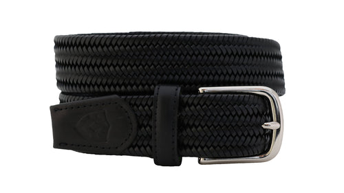 beltology back nine stretch leather elastic mission belt black braided dress